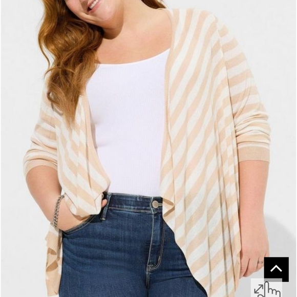 TORRID Tissue Weight Cardigan Drape Front Stripe Sweater 2X - Picture 3 of 13
